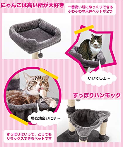 新品　キャットタワー　据え置き型キャットタワー　ペット用品　ブラウン Amazon | FEANDREA キャットタワー 木製 大型猫用 多頭飼い 角丸